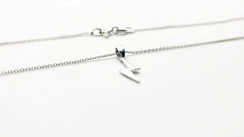 Lightning Bolt Necklace - Sterling Silver Zeus Thunderbolt Charm Pendant