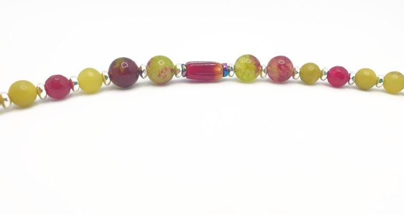 Colorful Gemstone Bracelet – Handmade Crystal, Adjustable Silver, Tourmaline & Peridot