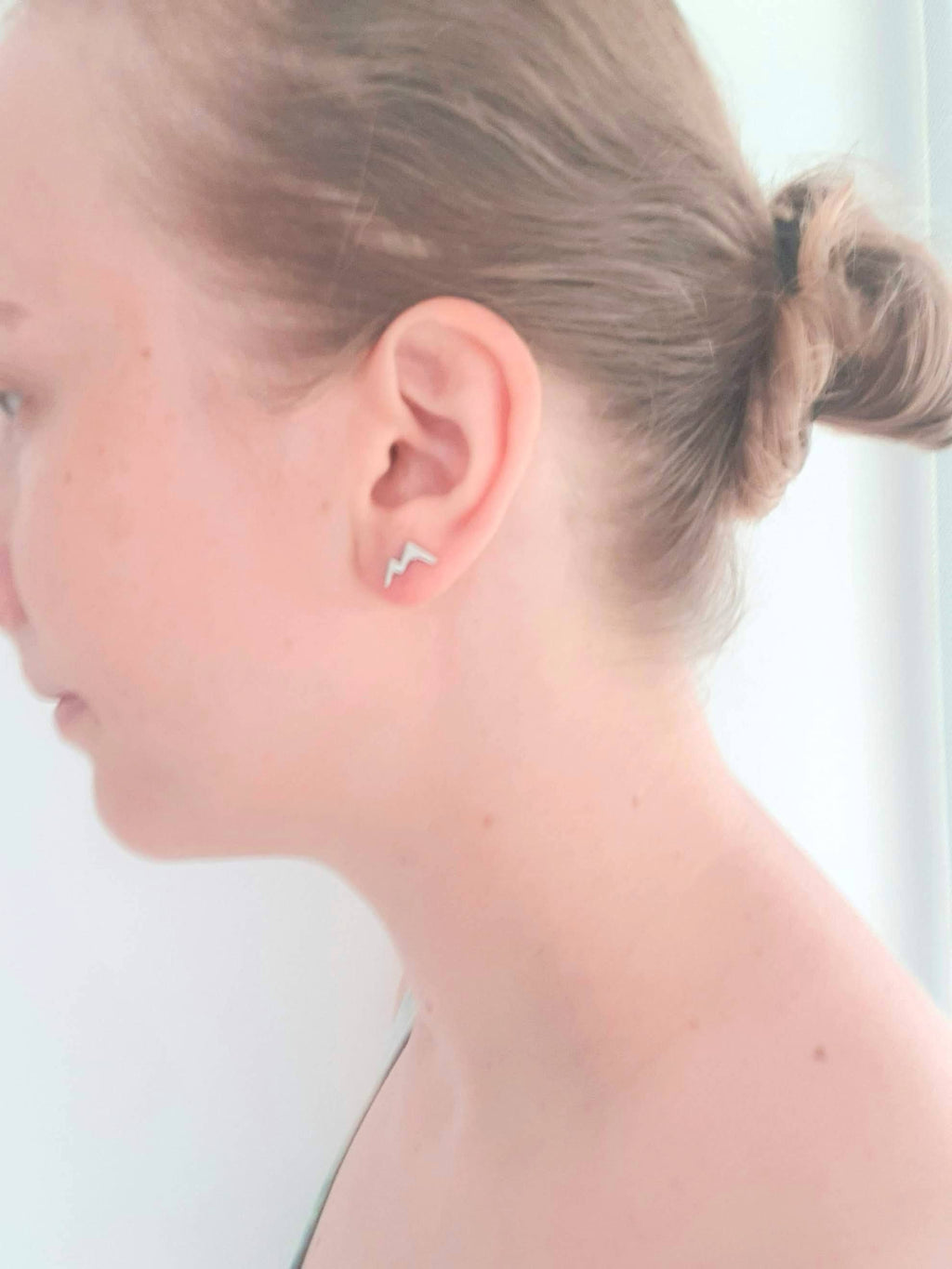 Sterling Silver Mountain Earrings – Minimalist Studs with 925 Silver Backs