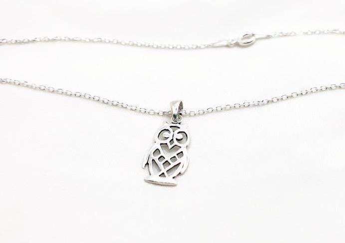 925 Sterling Silver Owl bird necklace, Wisdom Pendant Necklace, Forest Inspired Jewelry