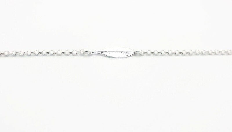 Sterling Silver Bracelet – Adjustable Feather Charm | Minimalist Silver Jewelry