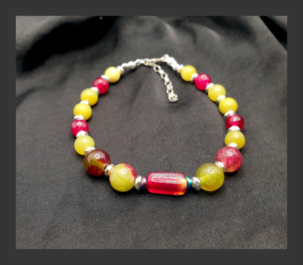 Colorful Gemstone Bracelet – Handmade Crystal, Adjustable Silver, Tourmaline & Peridot