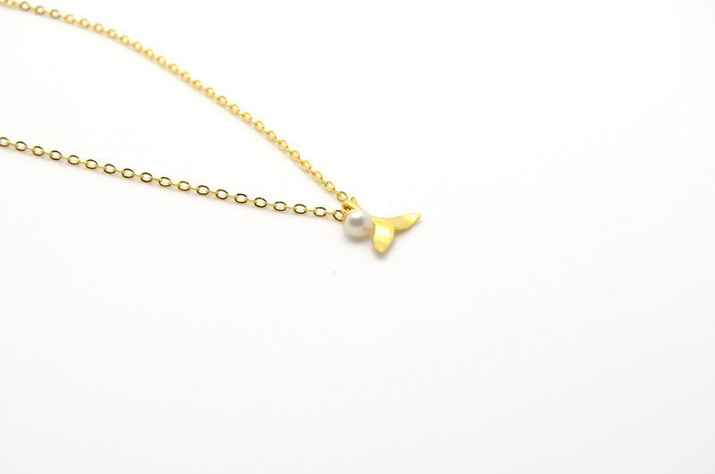Whale Tail Necklace – Sterling Silver Or Gold Plated Pearl Jewelry With Tiny Pendant