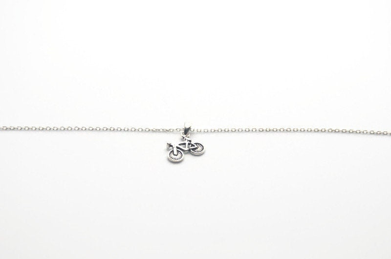 Bike Necklace Silver | Dainty Layered Necklace With Bicycle Charm Pendant & Cycling Jewelry Gift