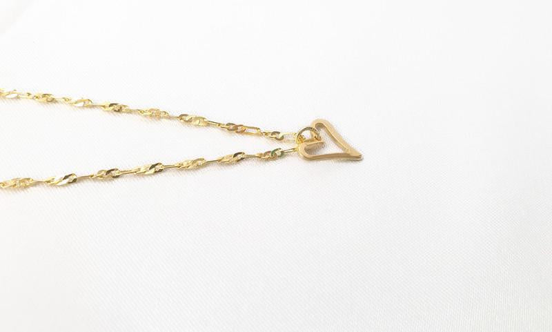 Heart Gold Plated Silver Pendanr Necklace, Delicate Romantic love Gift for Her