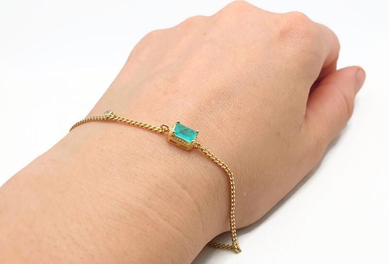 Paraiba Tourmaline Bracelet – Natural Gemstone With Gold Plated Chain & Healing Crystal Jewelry