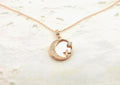 Rose Gold Crescent Moon Necklace: Mother of Pearl Star Pendant