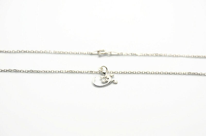 Sterling Silver Necklace | Gecko Silver Jewelry With Lizard Charm Pendant