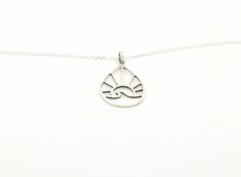 Sterling Silver Necklace – Boho Sun Necklace With Wave Pendant Jewelry & Sunburst Design