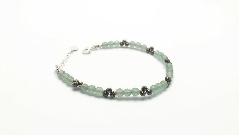 Aventurine Hematite Bracelet – Handcrafted Adjustable Gemstone Beaded Jewelry