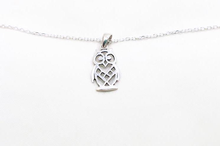 925 Sterling Silver Owl bird necklace, Wisdom Pendant Necklace, Forest Inspired Jewelry
