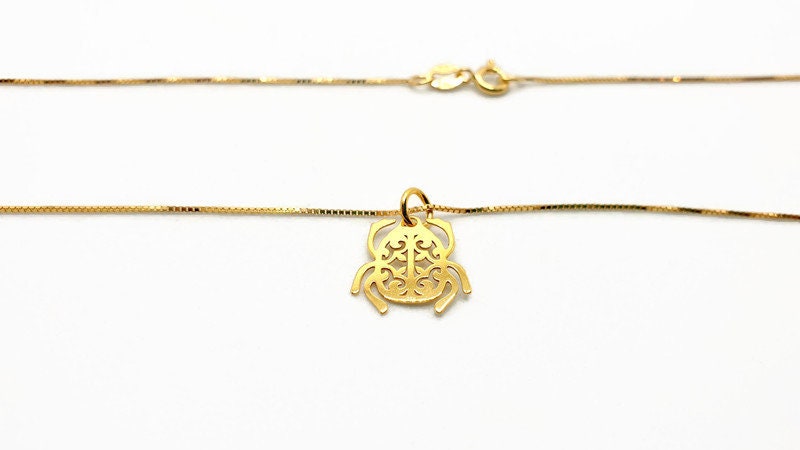 Scarab Beetle Necklace – Sterling Silver Necklace With Egyptian Pendant, Minimalist Design