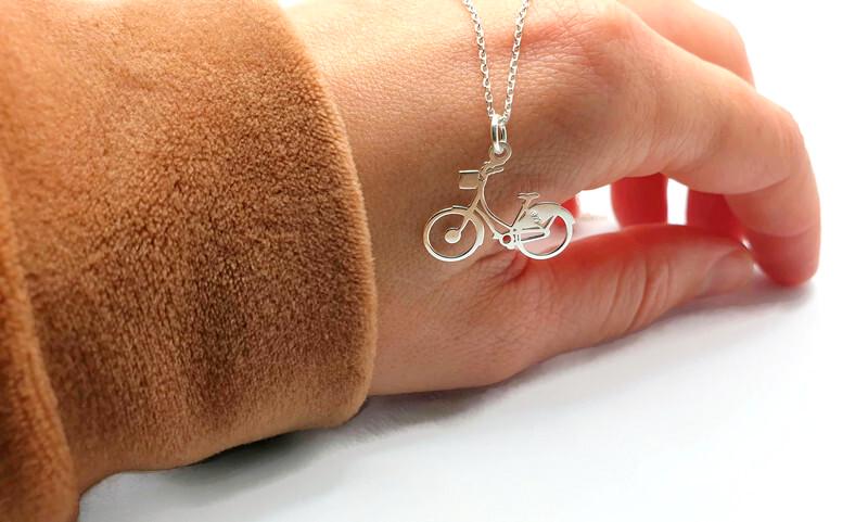 Bike Necklace Silver - Sterling Silver Pendant | Urban Bike Jewelry Charm