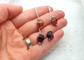 Baltic Amber Earrings – Long Cognac Cherry Faceted Amber Dangle Sterling Silver