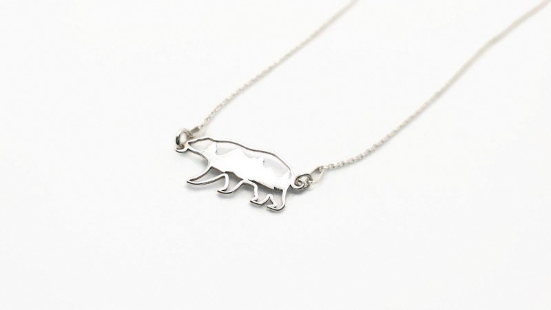 Bear Totem Necklace Sterling Silver - Mountain Jewelry Adventure Pendant