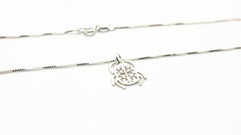 Scarab Beetle Necklace – Sterling Silver Necklace With Egyptian Pendant, Minimalist Design