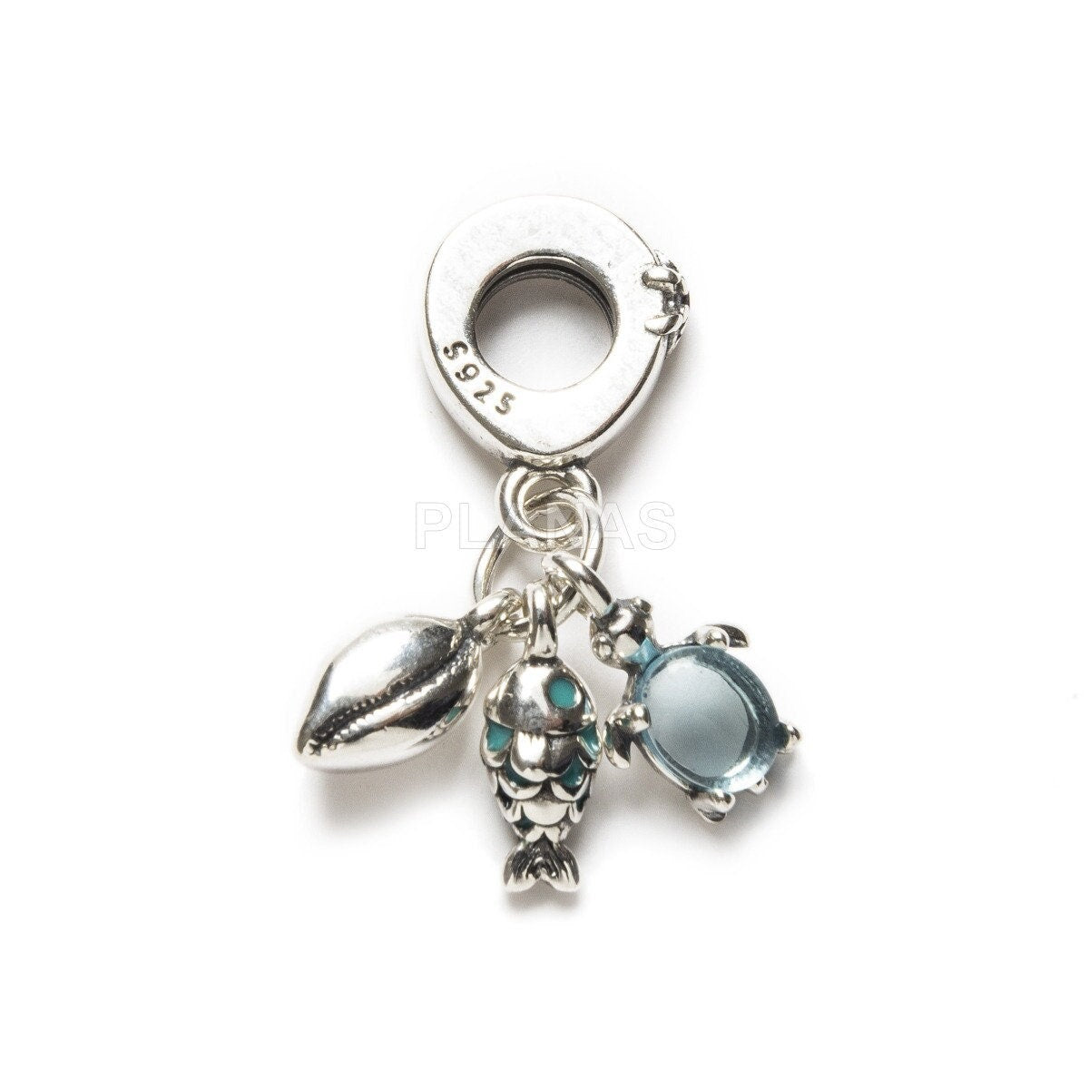 Sterling Silver Turtle Necklace – Crystal Enamel Pendant, Shell & Fish Charms
