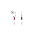 Sterling Silver Hoop Earrings – Pink Cubic Zirconia Delicate Ear Cuffs