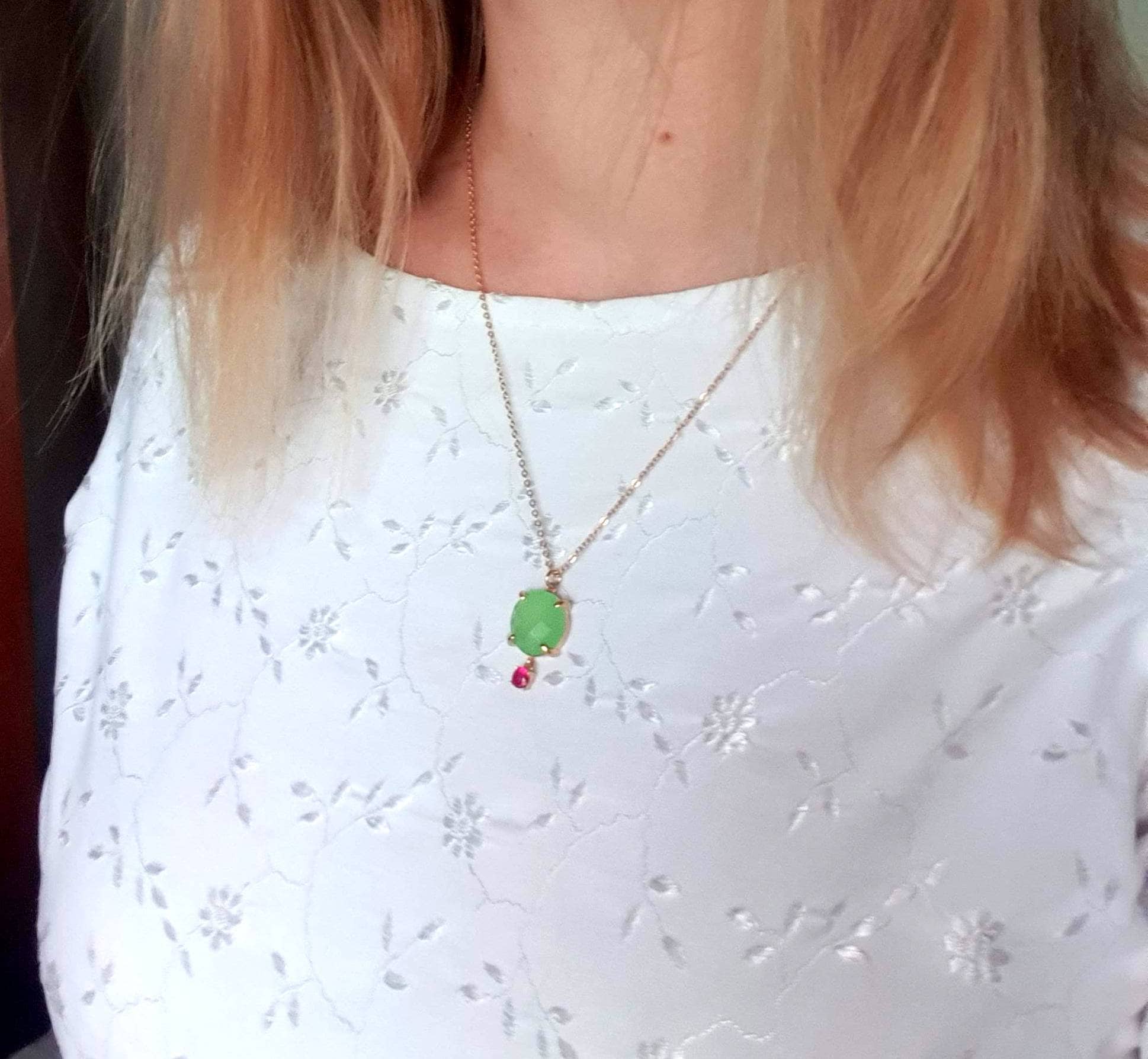 Chalcedony Gold Necklace – Green Chalcedony Pendant | Gold Plated Jewelry