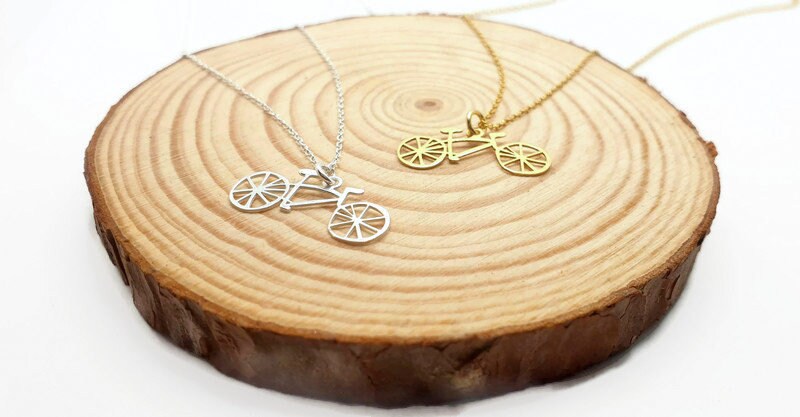 Gold Plated Bike Necklace – Minimalist Cycling Charm Pendant for Adventurers