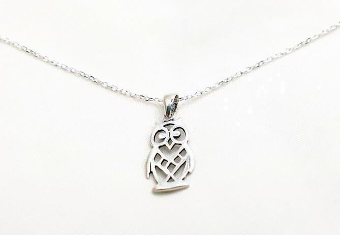 925 Sterling Silver Owl bird necklace, Wisdom Pendant Necklace, Forest Inspired Jewelry