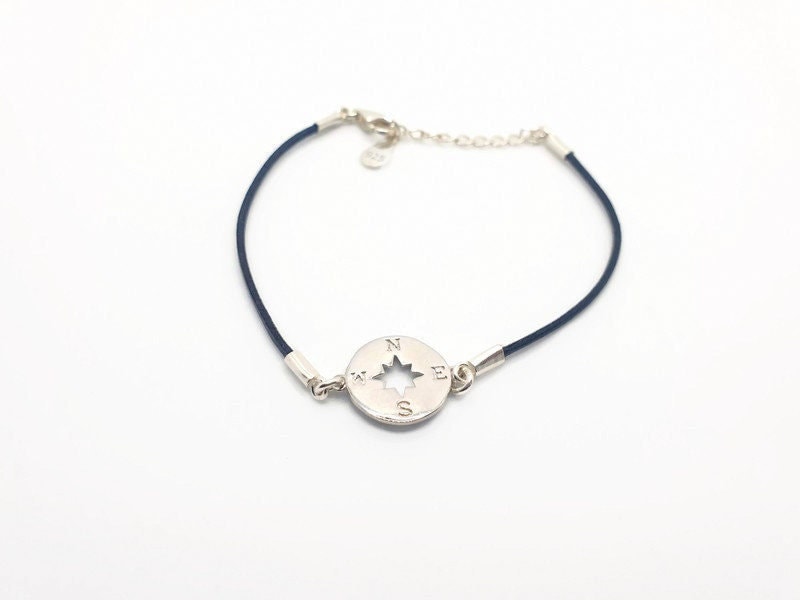 Wind Rose Bracelet – Adjustable Silver Or Gold Plated Leather Cord Jewelry