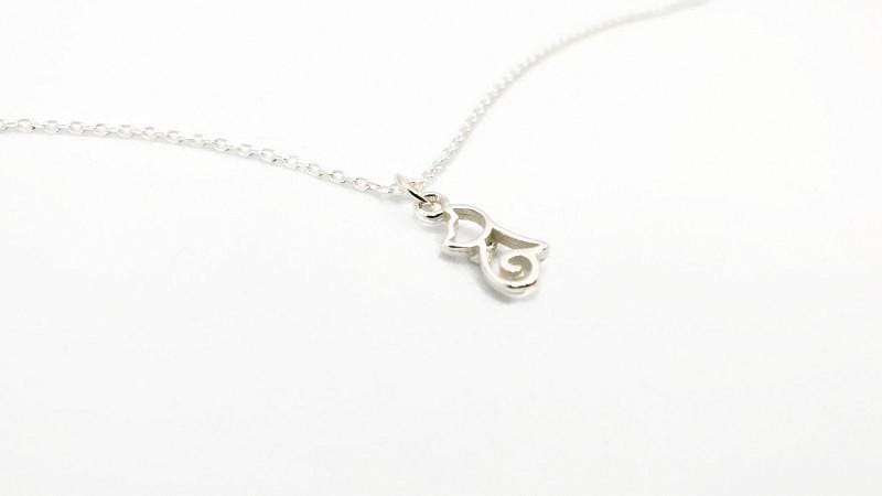Sterling Silver Cat Pendant Necklace: Minimalist Animal Charm