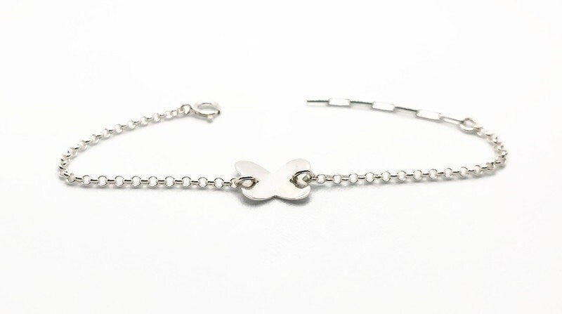 Sterling Silver Bracelet – Adjustable Butterfly Charm | Rolo Chain Jewelry