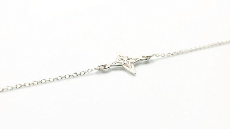 Sterling Silver Bracelet | Nautical Charm Bracelet with Compass Link Chain & Wind Rose Jewelry