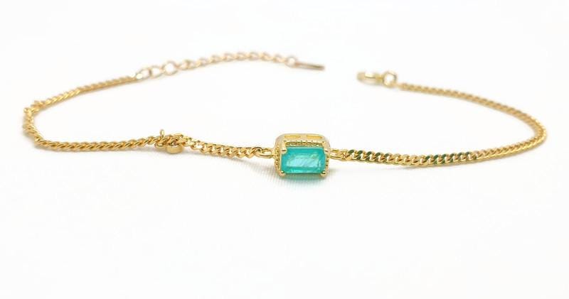 Paraiba Tourmaline Bracelet – Natural Gemstone With Gold Plated Chain & Healing Crystal Jewelry