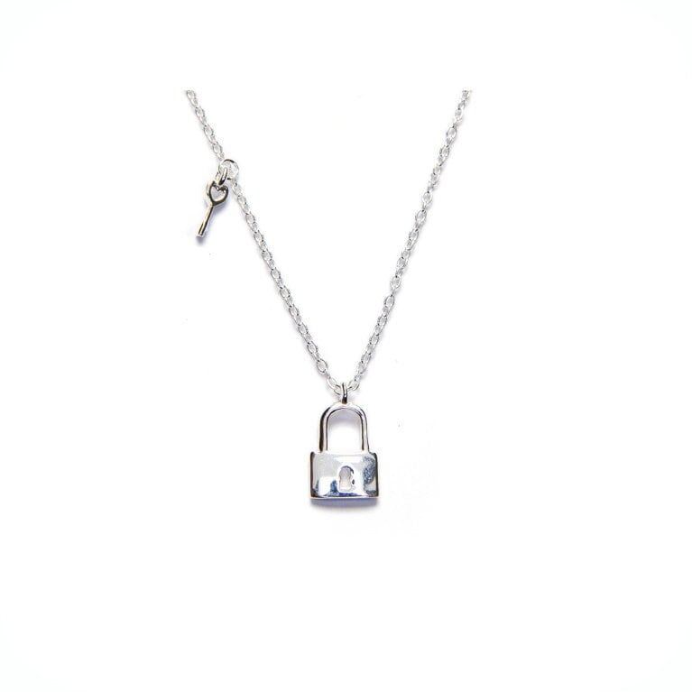 Key and Lock Pendant Necklace, Delicate 925 Sterling Silver Jewelry , Friendship Jewelry