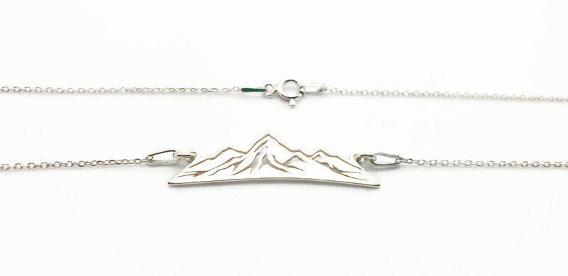 Mountain Peaks Necklace - Sterling Silver Pendant With Rolo Chain | Travel Inspired Jewelry