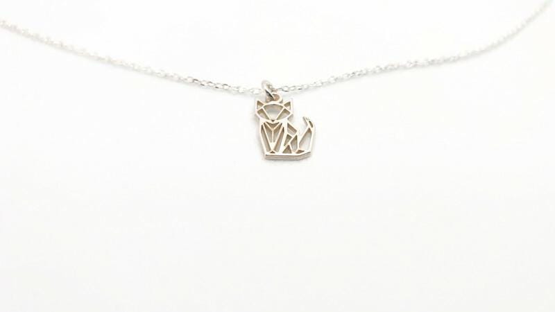 Origami Fox Necklace – Sterling Silver & 18K Gold Plated Pendant Jewelry