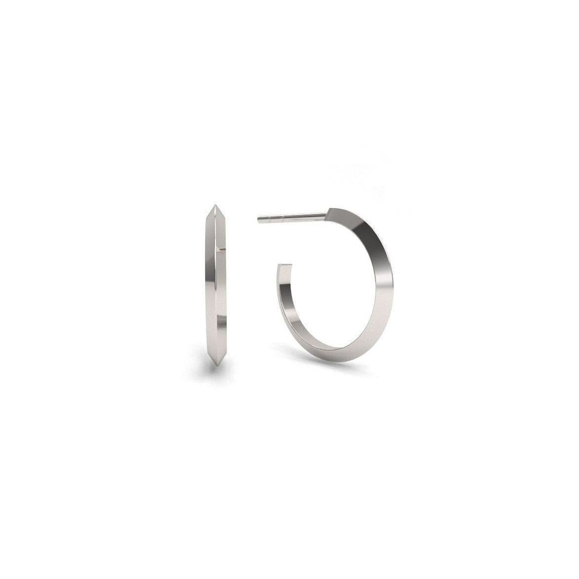 Minimalist Half Open Hoops Sterling Silver Stud Earrings, Gemometric Triangle Circles Earrings