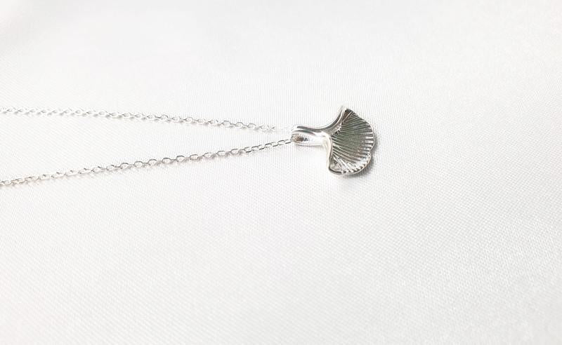 Ginkgo Leaf Necklace - Sterling Silver Pendant, Lucky Charm Jewelry Gift