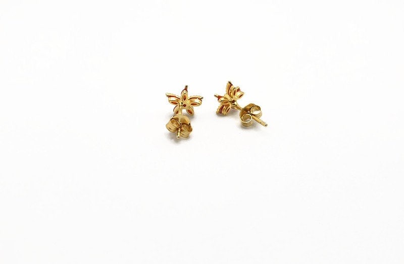 Gold Plated Starfish Earrings – Orange CZ Studs | Boho Jewelry, Beach Inspired