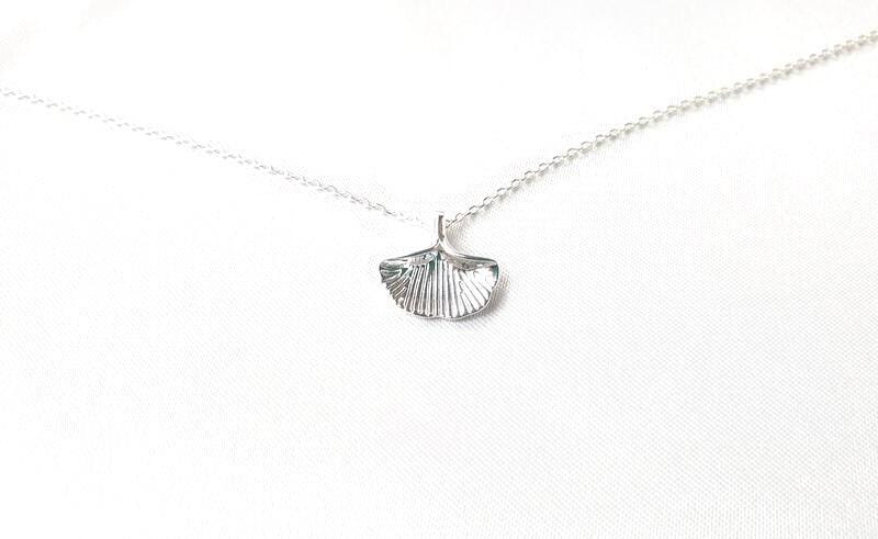 Ginkgo Leaf Necklace - Sterling Silver Pendant, Lucky Charm Jewelry Gift