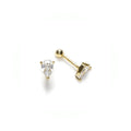 Gold Teardrop Earrings – Cubic Zirconia Screw Back Studs | Sterling Silver