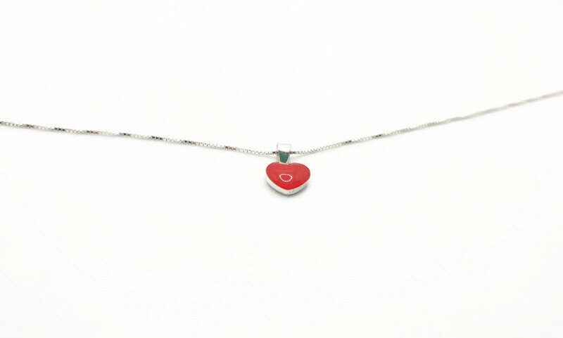 Romantic Heart Enamel Red Pendant Necklace in Sterling Silver, Love Friendship Heart Pendant, Silver Jewelry