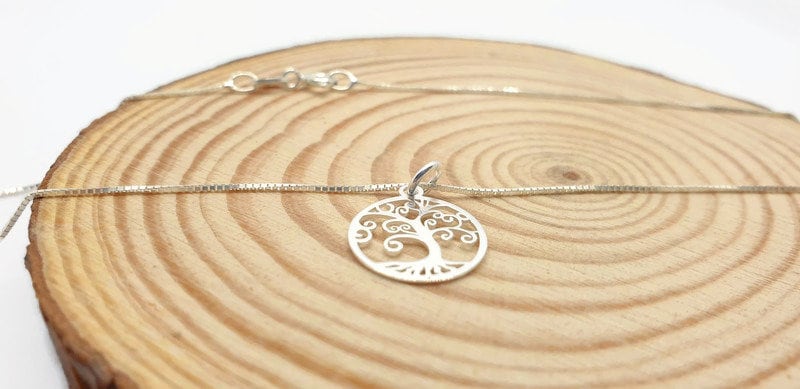 Sterling Silver Tree of Life Necklace: Openwork Pendant