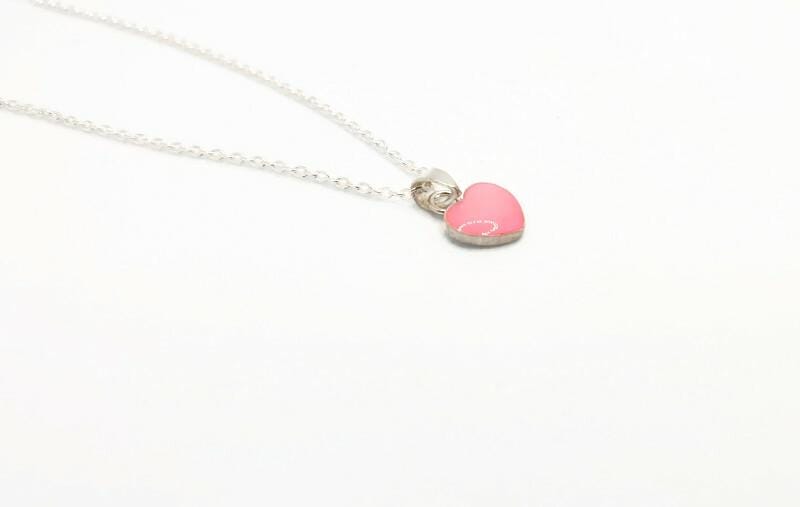 Sterling Silver Enamel Pendant Necklace: Heart or Circle Charm