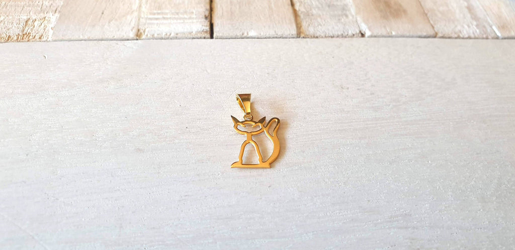 Gold Plated Cat Pendant, Animal Design, Minimalist Cats Jewelry, Cat Lover Gift
