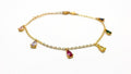 Gold Plated Bracelet – 18K Silver Chain With Multicolor Cubic Zirconia Charms