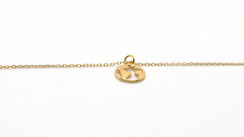 Gold Plated World Necklace - Minimalist Globe Necklace With 18K Silver Chain