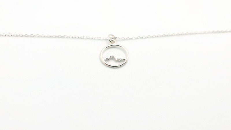 Mountain Necklace Silver - Minimalist Mountain Jewelry Pendant on Cable Chain