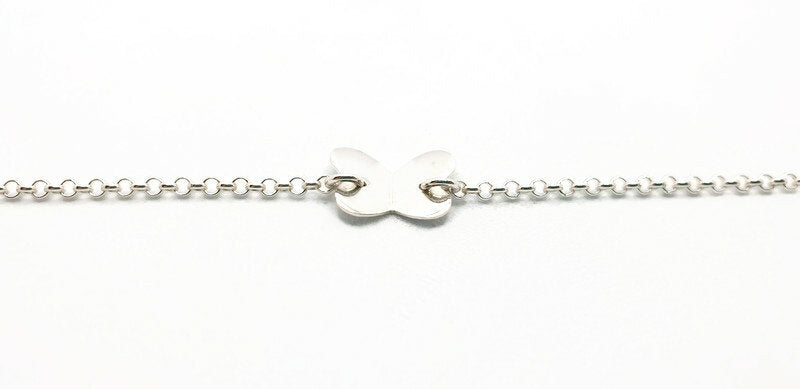 Sterling Silver Bracelet – Adjustable Butterfly Charm | Rolo Chain Jewelry