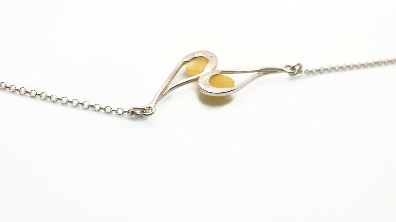 Baltic Amber Necklace – Sterling Silver, Oval Cut Pendant, Honey & Milky Yolk