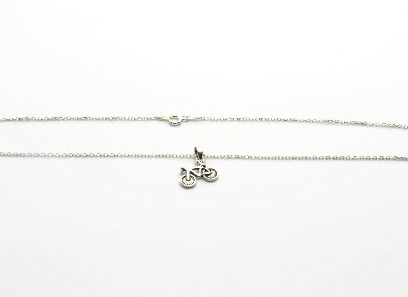 Bike Necklace Silver | Dainty Layered Necklace With Bicycle Charm Pendant & Cycling Jewelry Gift