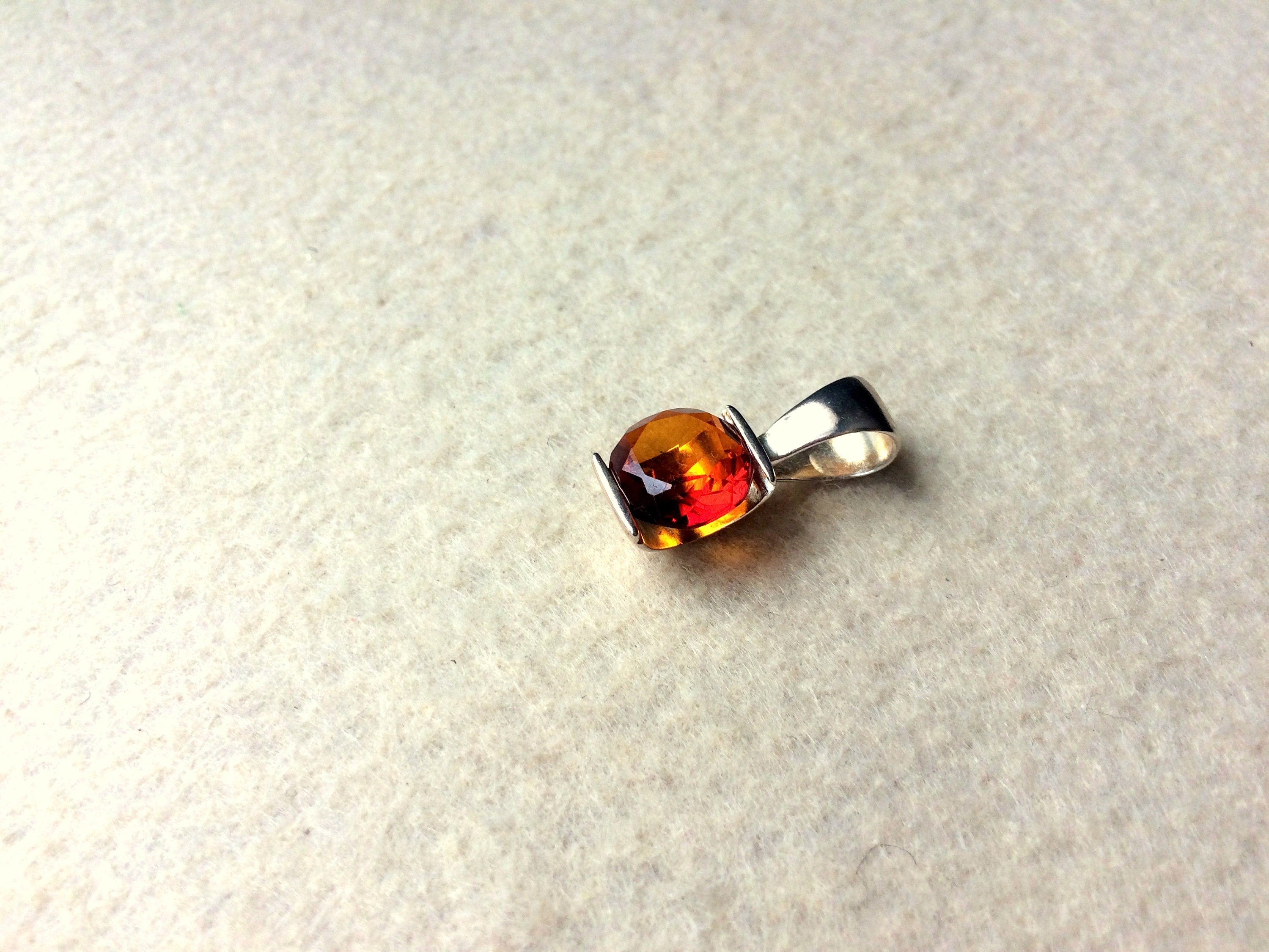 Cognac Baltic Amber Pendant – Faceted Amber Jewelry With Sterling Silver Pendant