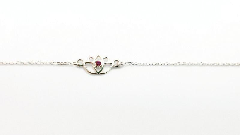 Sterling Silver Lotus Flower Bracelet: Yoga Jewelry with Cubic Zirconia